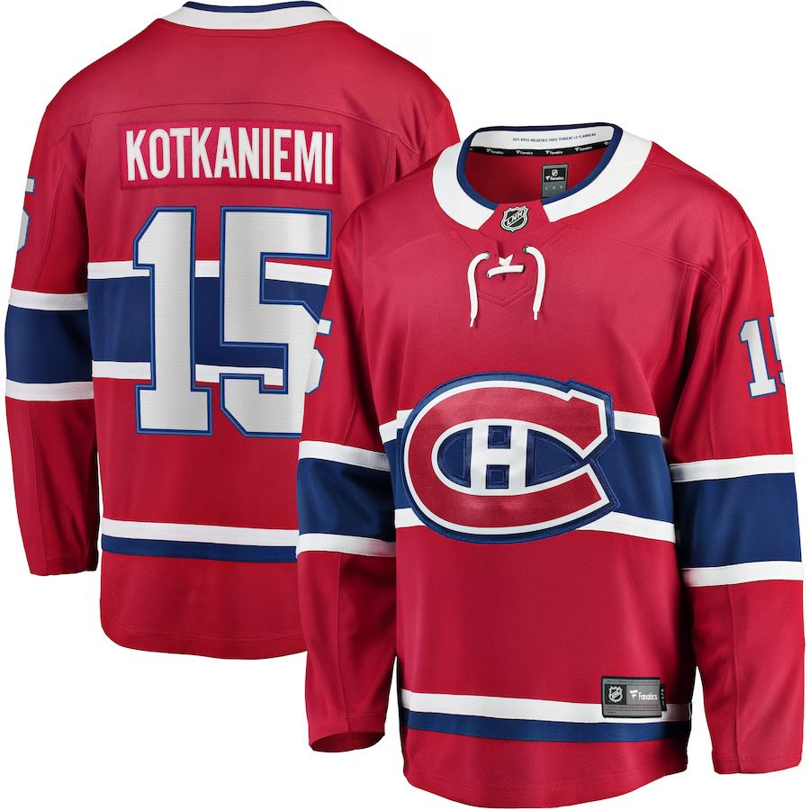 Men Montreal Canadiens #15 Jesperi Kotkaniemi Fanatics Branded Red Home Breakaway Player NHL Jersey->montreal canadiens->NHL Jersey